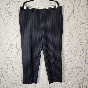 Canali Navy Pinstripe 100% Wool Flat Front Trousers